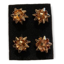 Christmas Holiday Gold Gift Bow Earrings 2 Pairs