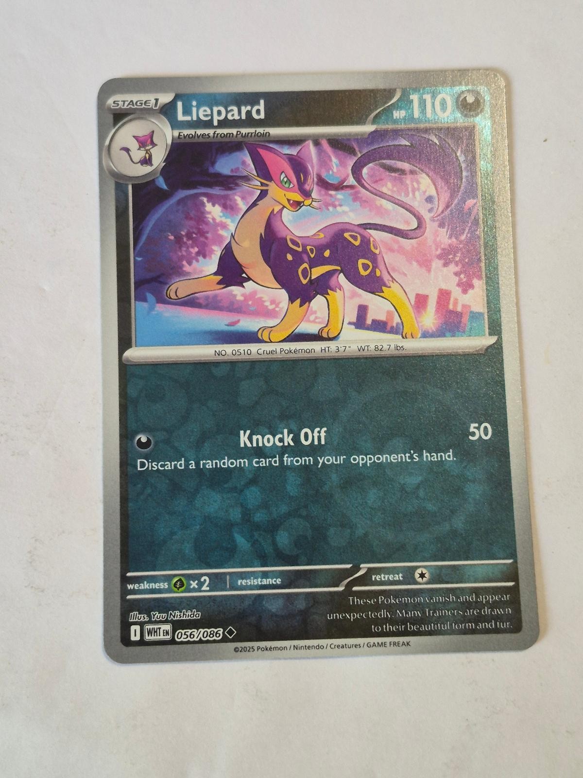 Liepard 056/086 Uncommon White Flare Pokemon Reverse Holo Near Mint