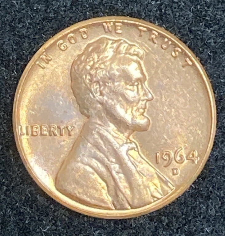 1964-D Lincoln Penny 1C Gem Red Coin