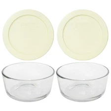 Pyrex 7200 2-Cup Glass Bowls & 7200-PC Sour Cream Lids (2-Pack)