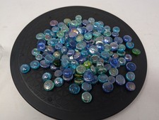 Iridescent Blue Green Glass Gems Pebbles Flat Marbles Craft Vase Filler Aquarium