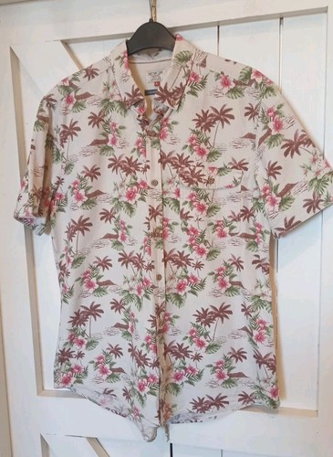 NEXT Mens 100% Short Sleeve Hawaiian Style Floral Shirt- Size L