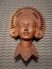 Hand-Carved Wooden Indonesian Wall Mask Sculpture Ethnic Art