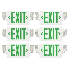 UL Listed- 6 Packs Green Exit Signs with Battery Backup Combo Exit Lights.