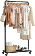 Heavy Duty Clothing Rack with Wheels Rolling Clothes Racks for Hanging Coats