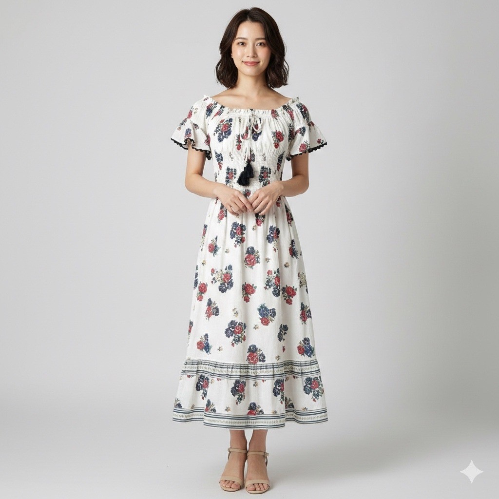 Tory Burch Meadow Folly Cotton Voile Midi Dress Size Small