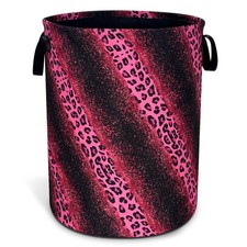 Laundry Basket Cheetah Oxford Cloth Laundry Hamper With Pink Leopard Print