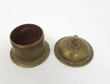 Antique Old Hand Carved Brass Kumkum Powder Tika Box Rare Sindoor Box