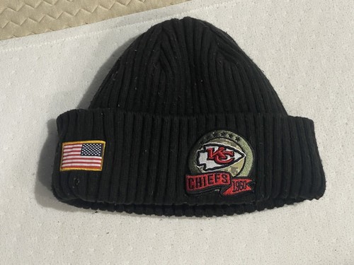 New Era Kansas City Chiefs Football Boys Black Winter Beanie Knit Salute Service