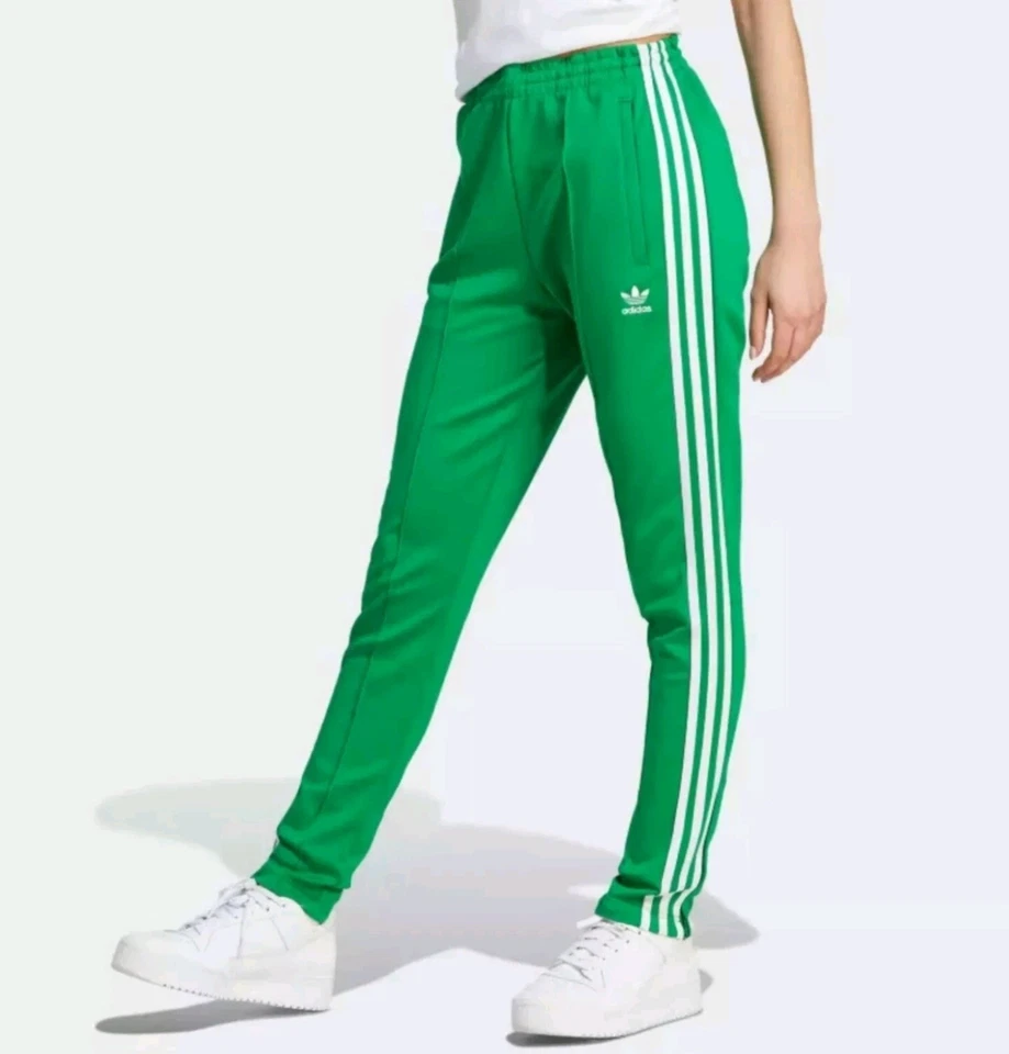 ADIDAS WOMEN GREEN ADICOLOR CLASSICS SST TRACKSUIT + CROPPED TREFOIL HOODIE SZ L - Image 3 of 4