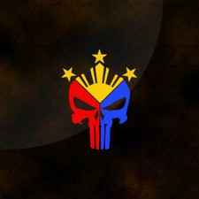 Filipino Punisher Skull Vinyl Die Cut Car Decal Sticker 6" h Philippine Flag RL