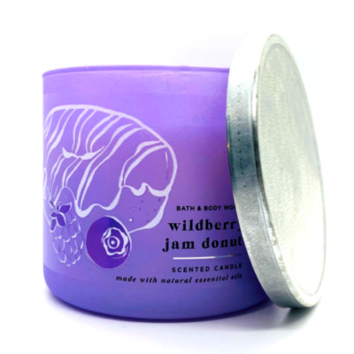BATH & BODY WORKS WILDBERRY JAM DONUT 3-WICK CANDLE 14.5 Oz. NEW! ESSENTIAL OILS