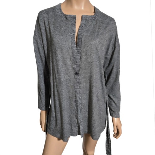 CUDDL DUDS Seriously Soft Sweater Knit Wrap/Cardigan/Robe Heathered Charcoal M/L - Picture 9 of 16