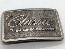 Vtg Classic By IN-SINK-ERATOR Belt Buckle USA Silver Spec Cast Inc