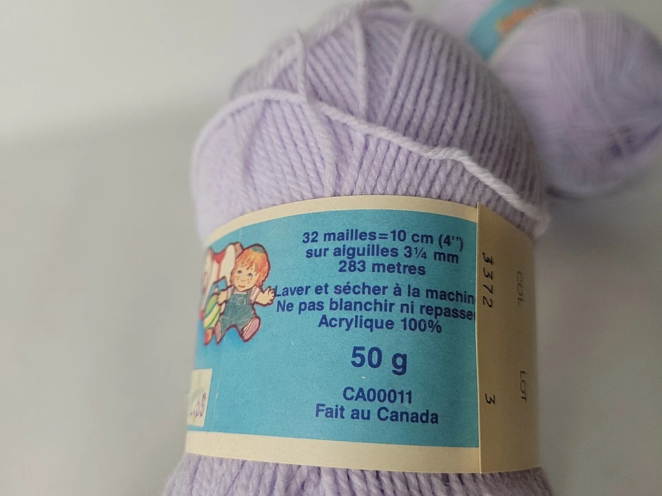 3 Beehive Baby Sport Yarn Color 3372 Lilac Vintage Acrylic Susan Bates - Image 4 of 4