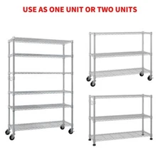 82"H Heavy Duty NSF Metal Shelves Garage Shelving Wire Shelving Unit with Wheels