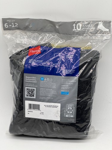 NEW 10 PAIR PACK MENS HANES CUSHION ANKLE SOCKS SOFT WICKING COOL SIZE 6-12 - Picture 9 of 13