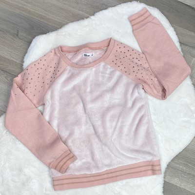 Epic Threads Faux Fur Studded Blush Sweatshirt Girls XL