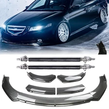 Carbon Fiber Style Front Bumper Lip Spoiler +Strut Rods For Acura TSX  P++