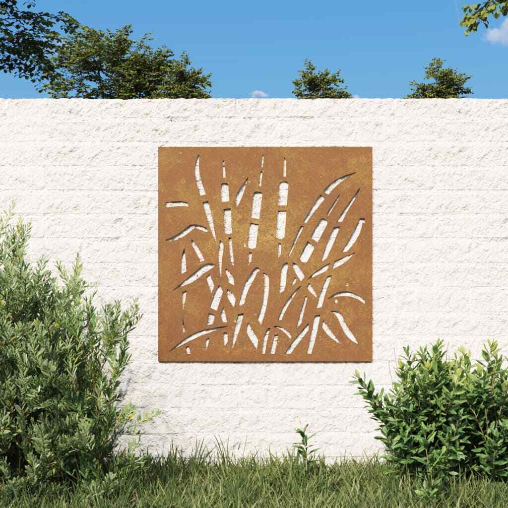 Decorazione Muro da Giardino 55x55 cm Erba in Acciaio Corten vidaXL