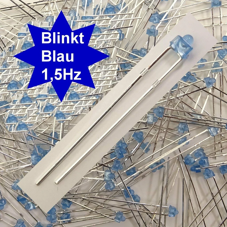 Blau Blinkende Mini LED 1,8mm Blinkt Blink Flash 1,5Hz Diffus Blinklicht E9/1