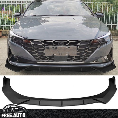 Front Bumper Lip Fits 21-23 Hyundai Elantra 4DR Sedan Matte Black PP 3PC Spoiler