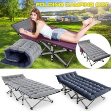 SLSY Folding Camping Cot Wide Heavy Duty Sleeping Bed w/ CarryBag Mat for Travel