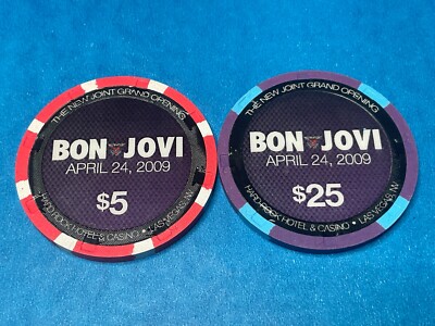 $5 & $25   -HARD ROCK BON JOVI    LAS VEGAS NEVADA CHIP   EXCELLENT COND -Z-2376