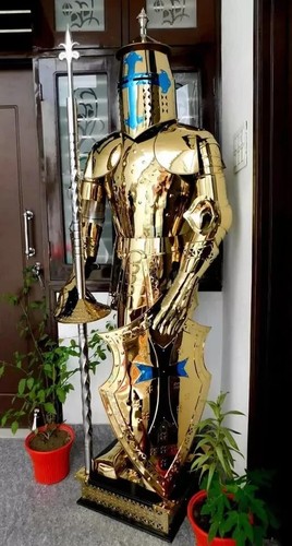 Stainless Steel Crusader Templar Suit of Armor SCA LARP Knight Medieval Costume - Picture 6 of 10
