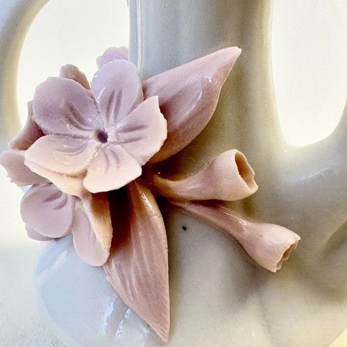 Vtg Nova Capodimonte Mini Pitcher, Bud Vase, Raised Flower Relief, Italy - Picture 12 of 13