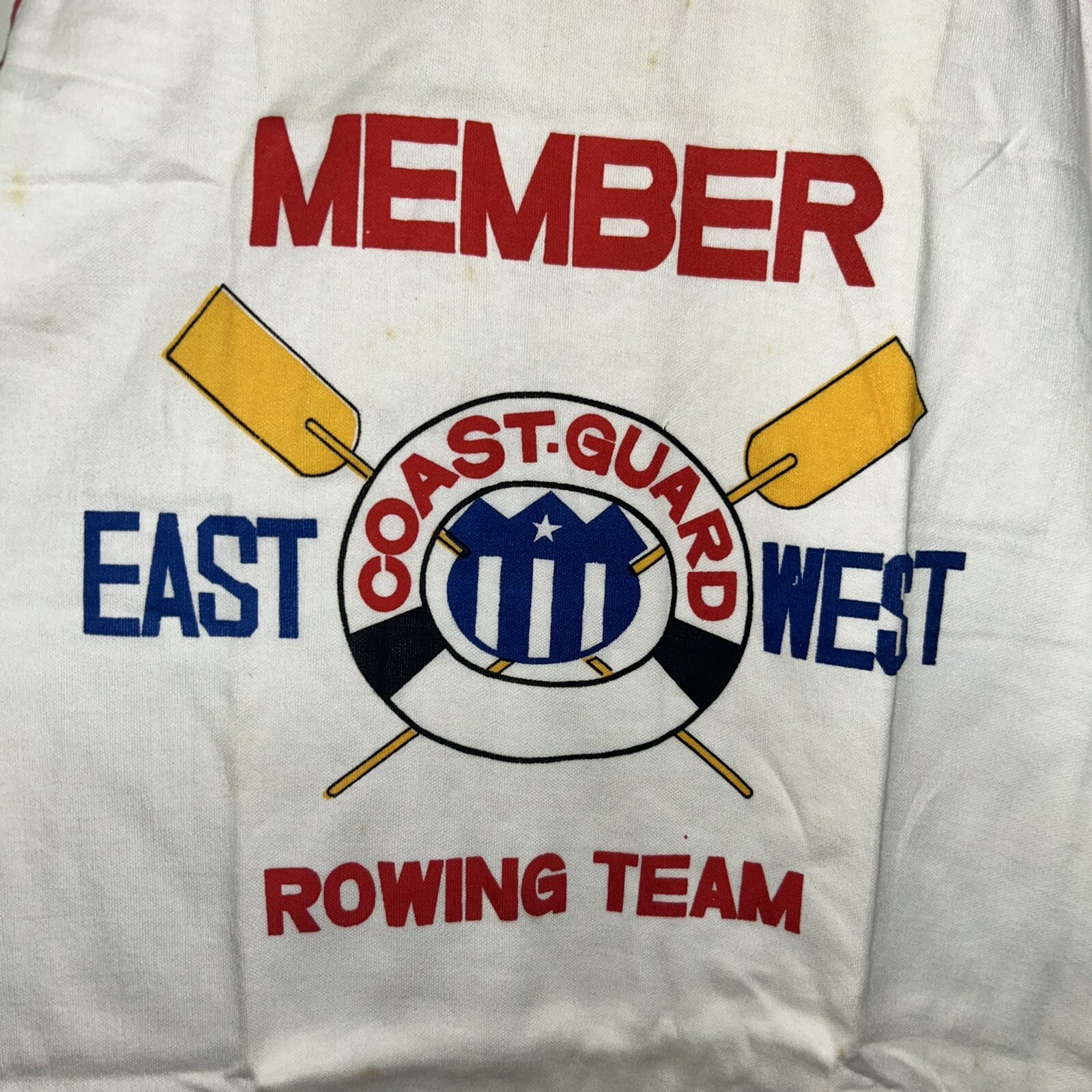 FILA Maglietta vintage anni '80 Guardia Costiera squadra di canottaggio stock morto taglia 10 12 media