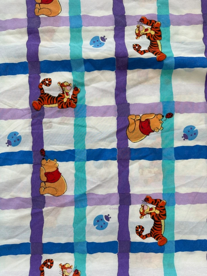 Disney Winnie The Pooh Tigger Blanco Azul Púrpura Rayas Hoja Plana De Colección Hecha en EE. UU. Foto 3 de 4