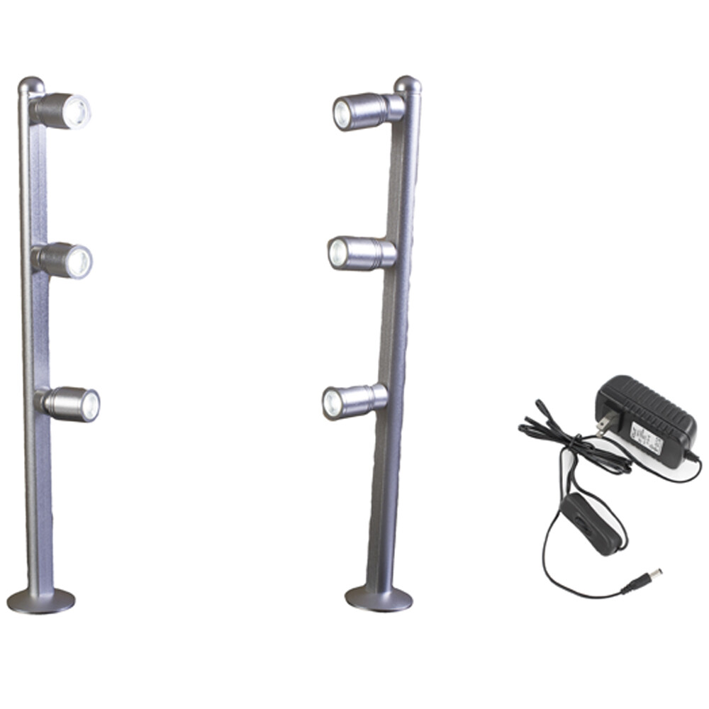 2x Retail display jewelry showcase LED silver pole light fy-53 UL power supply