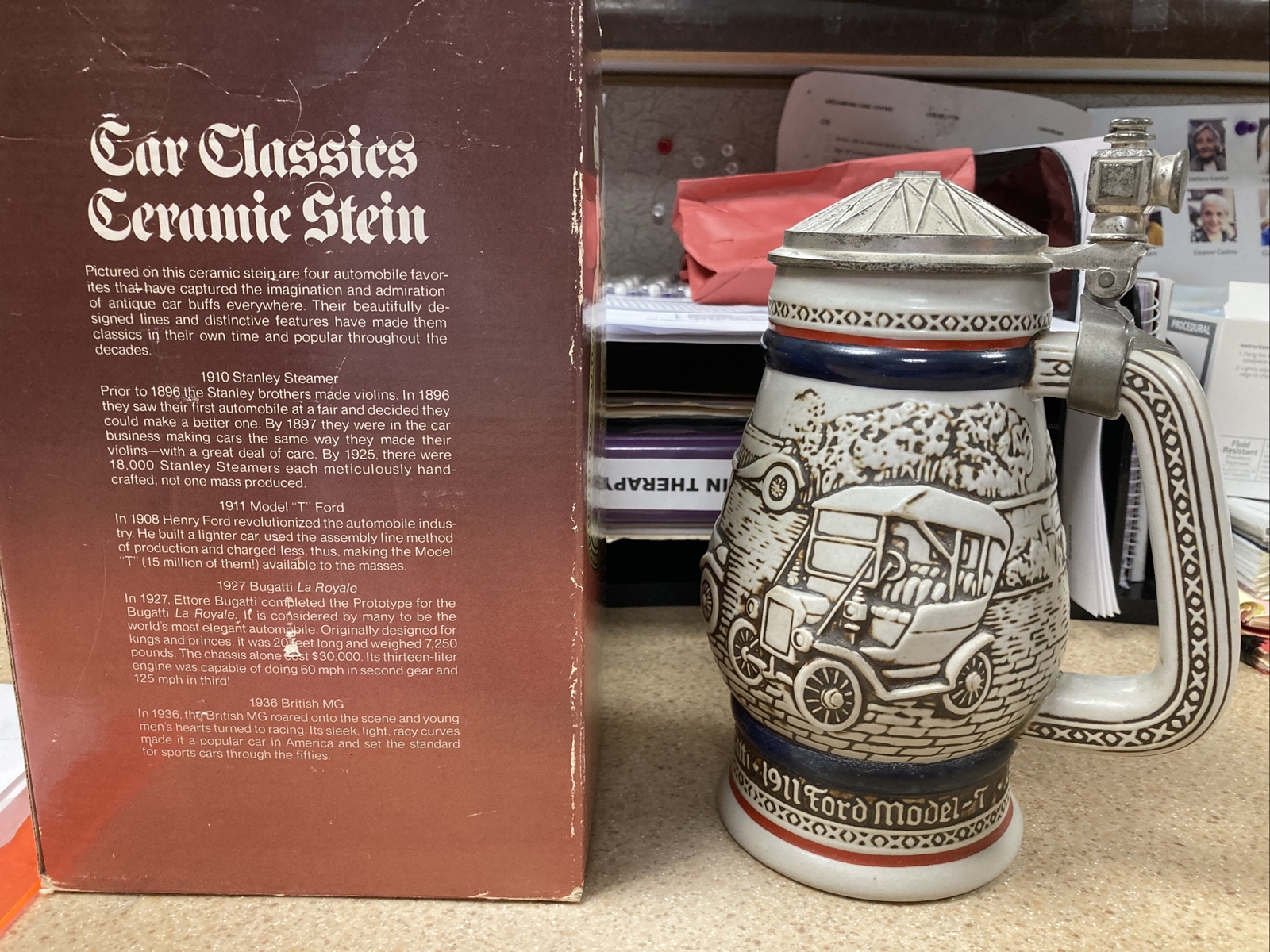 AVON BEER STEIN 1979 CLASSIC CAR AUTOMOBILE FORD MODELT BUGATTI STANLEY STEAMER eBay