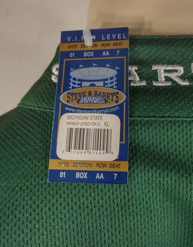 NWT Steve & Barry's green white Michigan Spartans 1/4 zip Jersey shirt mens XL - Picture 6 of 11