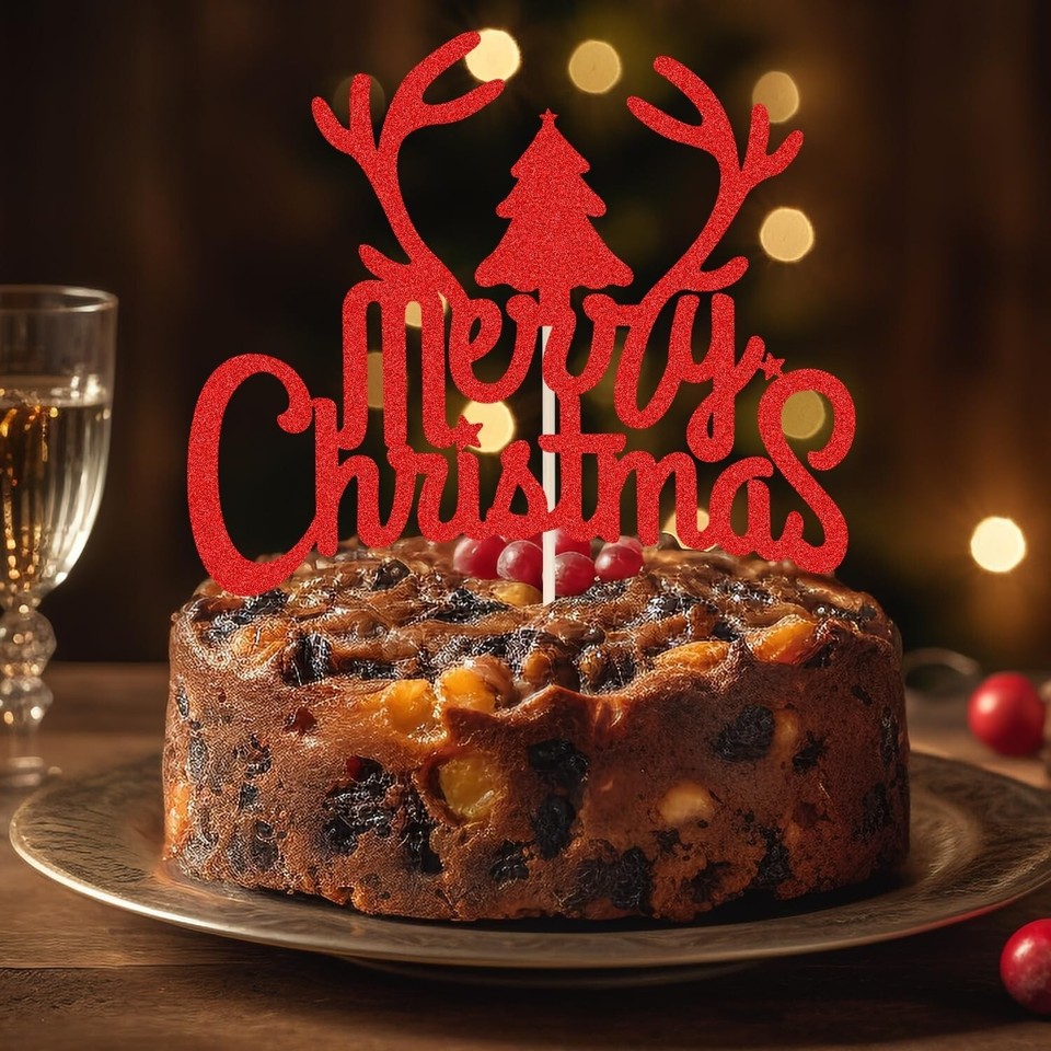 Christmas Cake Topper Xmas Decoration Cupcake Glitter Decorations