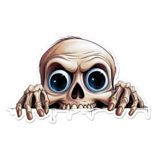 Skull Peeking, Vinyl Decal Sticker, Indoor Outdoor, 3 Sizes, #11988
