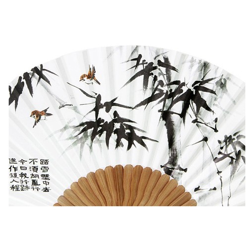 2Pcs Korean Paper Bamboo Folding Fan Korean Tradition Hand Fan - Picture 2 of 4