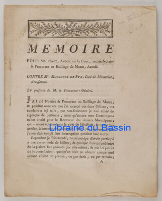 Memory pour Me Penot contre Me Marcotte de Pyn Collectif 1780