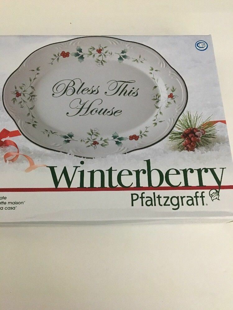 Pfaltzgraff Winterberry Bless This House Plate Platter Bread Tray