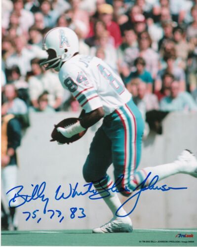 BILLY "WHITE SHOES" JOHNSON  HOUSTON OILERS    ACTION SIGNED 8x10 - Picture 1 of 1
