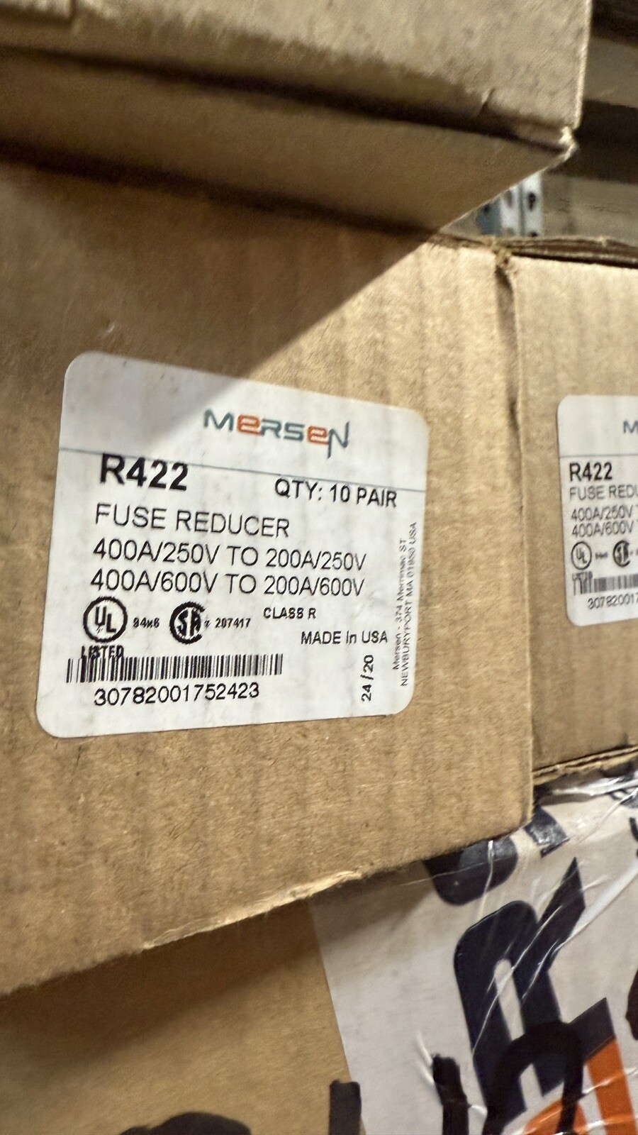 Mersen R422 400 To 200 Amp Class R Fuse Reducer, 1 Pair equal NO.2642-R ...