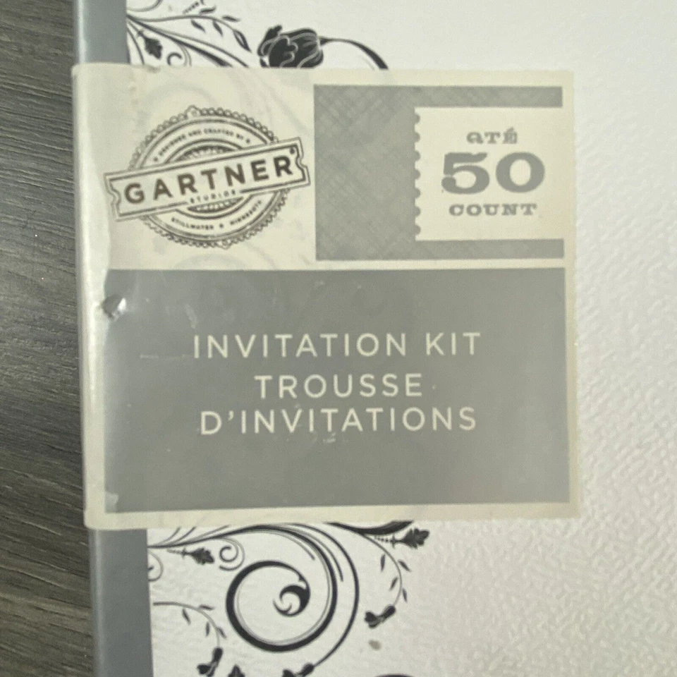 Kit de invitación de compromiso de boda Gartner 50 unidades blanco y negro ornamentado nuevo Foto 2 de 4