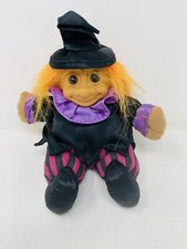 Vintage Russ Halloween Sitting Witch Troll w/Orange Hair 6" Plush Doll