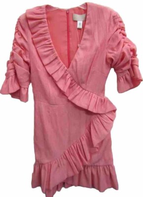 keepsake pink ruffle dress Keepsake The Label Faithful Pink Dress 3/4 Sleeve Mini Ruffle Small