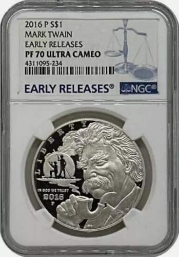 :2016-P $1 Mark Twain Commemorative Silver Dollar NGC PF70UC Rarity R3 Top-Pop