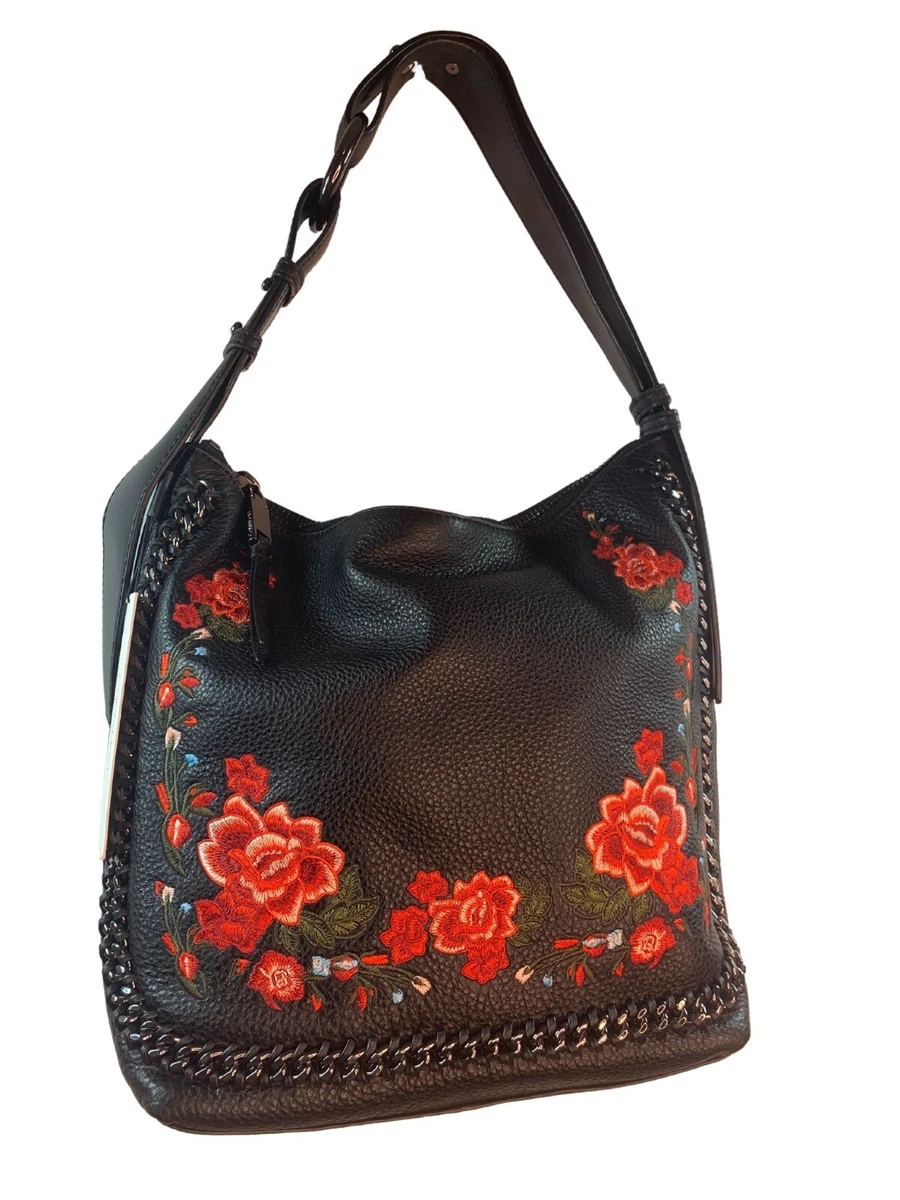 Women's Hobo Cross Body Bag Embroidered Bag Floral 