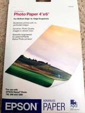 NEW SEALED Epson Glossy Photo Paper Borderless 20 Sheets 4 x 6 Inches S041458