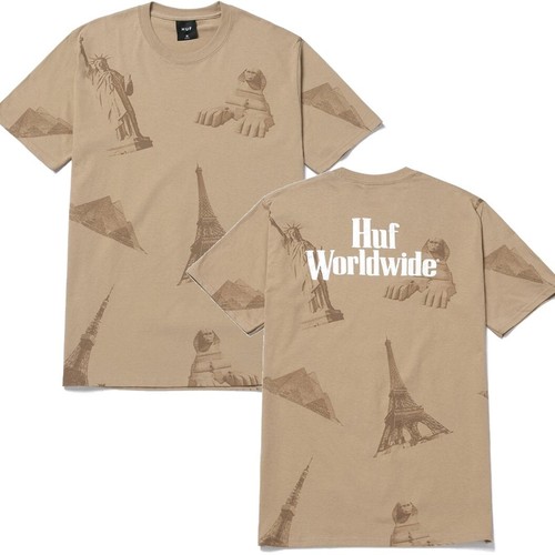 HUF Men's Landmarks Tee T-Shirt - Tan