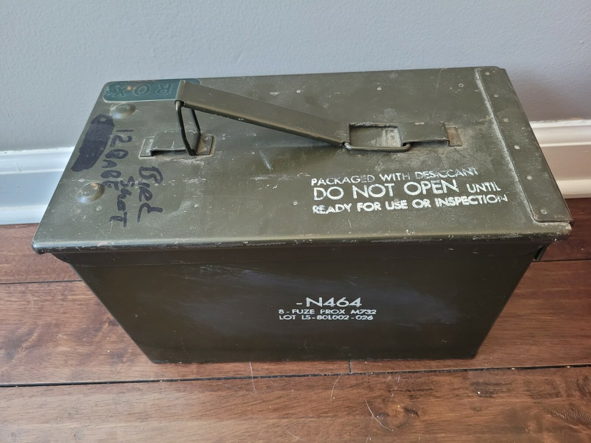MILITARY　BOX RARE N464 Ammo Fuse Prox M732LOT Ammunition Bullet Storage Box